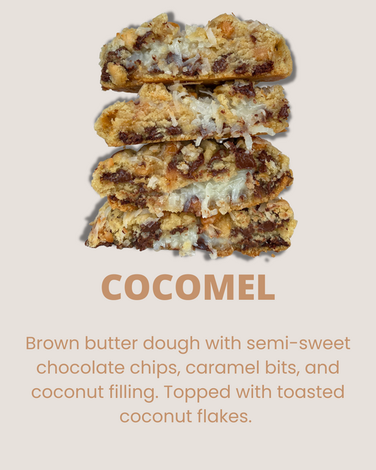 coconut caramel stuffed cookie